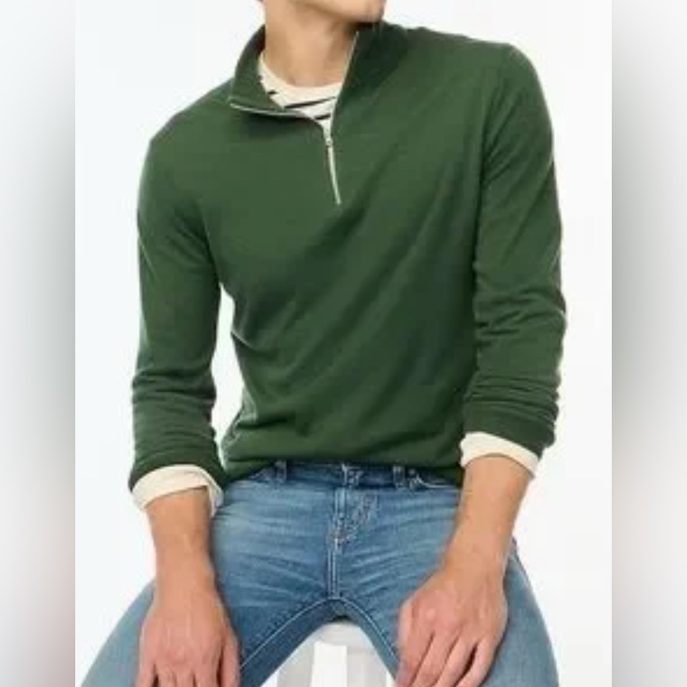 J. Crew Factory Men's Forest Green Zip-Up Sweater